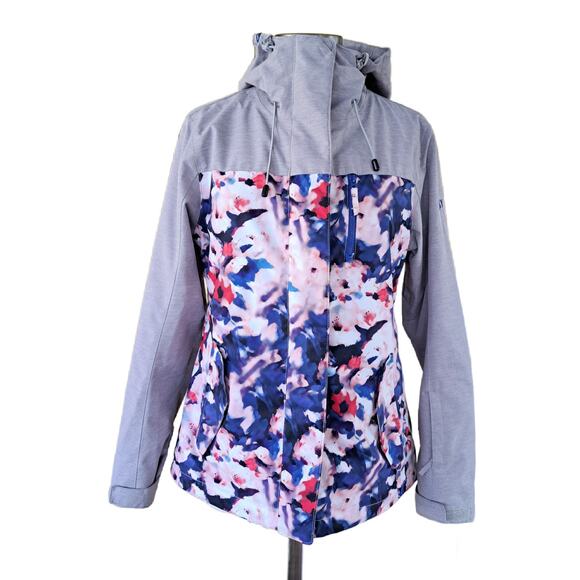 ROXY JETTY Snowboard Jacket Small Mazarine Blue Mind Jingle Floral *SHELL ONLY* - Picture 2 of 14
